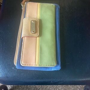 Relic Colorblock Tri-Panel Wallet in Peach, Yellow, Green, Blue